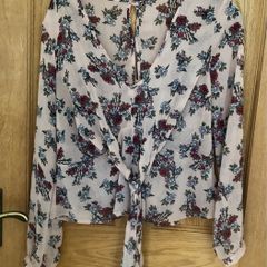 Red rose chiffon top size 16
