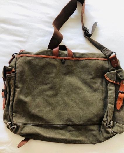 Rrl Double Ralph Lauren Army Canvas Leather Bag Rare!
