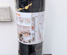 Black & Gold Marble Effect Self-Adhesive Wall Sticker Roll - Brand New