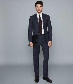 Reiss Grit Wool Blend Slimfit Suit - 38/32 Navy BNWT