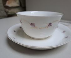Purple flower teacup and saucer