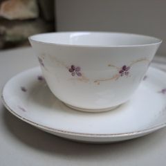 Purple flower teacup and saucer
