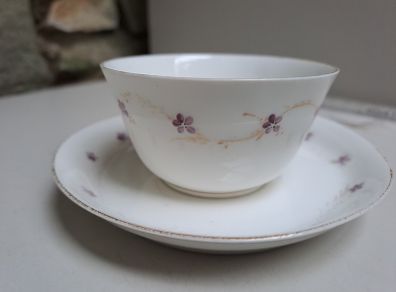 Purple flower teacup and saucer
