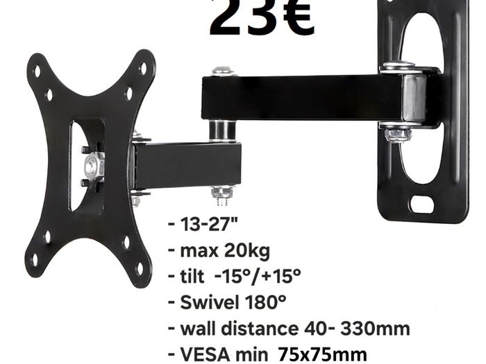 TV Monitor Wall Mount Bracket Tilt Swivel 13-27"