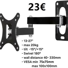 TV Monitor Wall Mount Bracket Tilt Swivel 13-27"