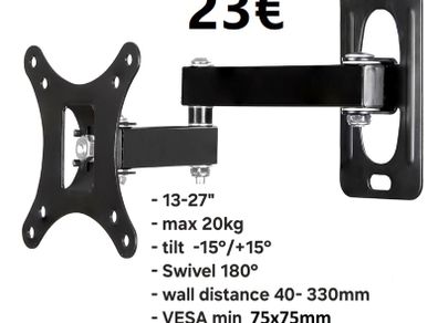 TV Monitor Wall Mount Bracket Tilt Swivel 13-27"