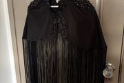 Heavily embellished limited edition exaggerated fringe cape cult piece