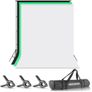 44335 2 x 3m Stand + 1.8x2.8m Muslin Black, White, Green Background Image 3