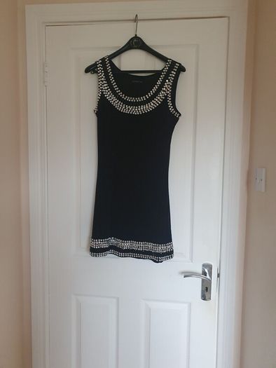 Ladies black diamonte dress
