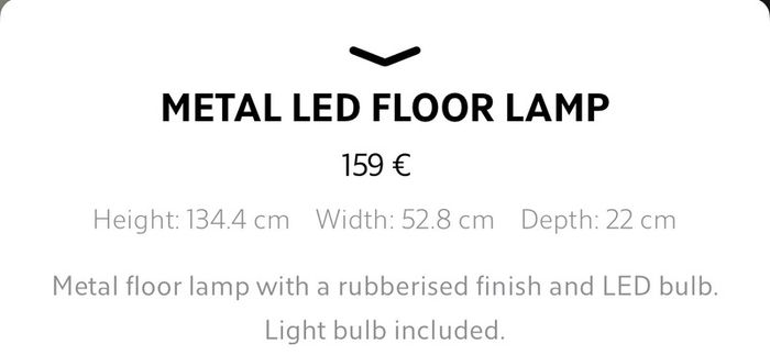 Zara Home LED Floor Lamp. Current Stock