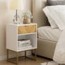 Bedside Table with Drawer and Large Shelf, 15.7 Wide Nightstand, Modern Bedside Cabinet Table for Bedroom, Living Room, Office White Image 4