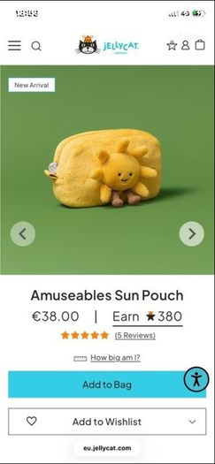 New JELLYCAT Amuseable Sun Pouch