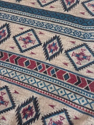 Ginger G Vintage Style Boho Southwestern Geometric Cap-Sleeve Tunic Top