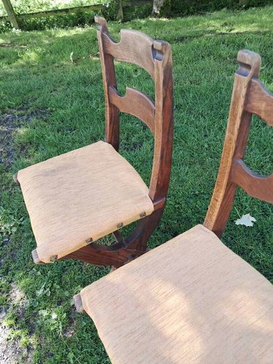 3 solid oak chairs  antique