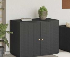 Garden Storage Cabinet Black 100x55.5x80 cm Poly Rattan