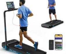 Under Desk Walking Pad with Foldable Handrail for Home/Office Workout Jogging Machine with Remote Control and App