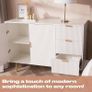 Cream Sideboard Storage Cabinet, Decorative Ribbed Wooden Buffet Storage Cabinet with 2 Doors and 3 Drawers Living Room Hallway Kitchen Sideboard, 120 x 40 x 77cm Image 3