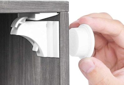 Child & Baby Safety Proof Magnetic Cupboard Locks (10 Locks + 2 Keys), No Screws or Drilling, Protect Your Kids & Toddlers, Bonus Instruction Video