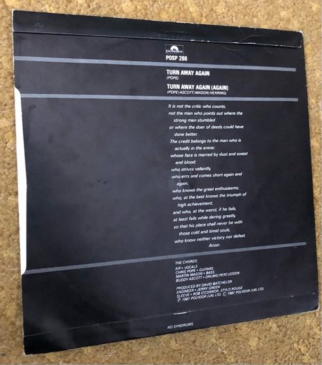The Chords - Turn Away Again (1981) 7"