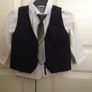 NEXT.. Beautiful Boys Navy Waistcoat with Shirt and Velcro Tie (12-18mts) Image 3