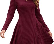 Brand New AUSELILY Women's Winter Dress Long Sleeve V-Neck Chic and Elegant