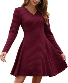 Brand New AUSELILY Women's Winter Dress Long Sleeve V-Neck Chic and Elegant