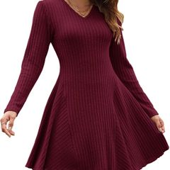 Brand New AUSELILY Women's Winter Dress Long Sleeve V-Neck Chic and Elegant