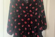 Brand new New look black floral mini dress with long sleeves and frill