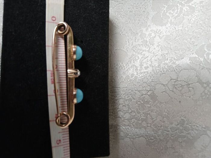Gold, diamond and turquoise brooch ,lapel pin
