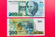 Brazil. 200. Cruzeiros  1990  . Pick. 225b  OVERPRINT ( Uncirculated )
