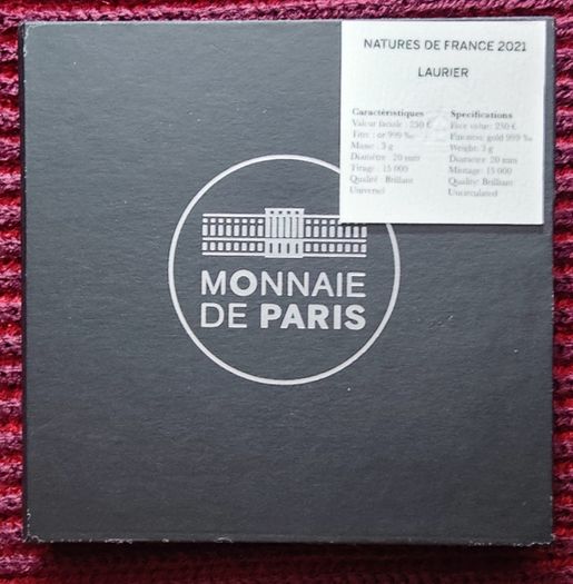 France 250 Euro Gold (.999) Brilliant Uncirculated Coin 2021 - The Laurel - Natures de France