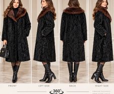 Black Persian Lamb (Karakul) Fur Coat with Mink Collarol