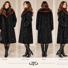 Black Persian Lamb (Karakul) Fur Coat with Mink Collarol