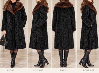 Black Persian Lamb (Karakul) Fur Coat with Mink Collarol
