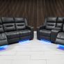 Titan Plus Dark Grey Leather Recliner Sofa Image 5
