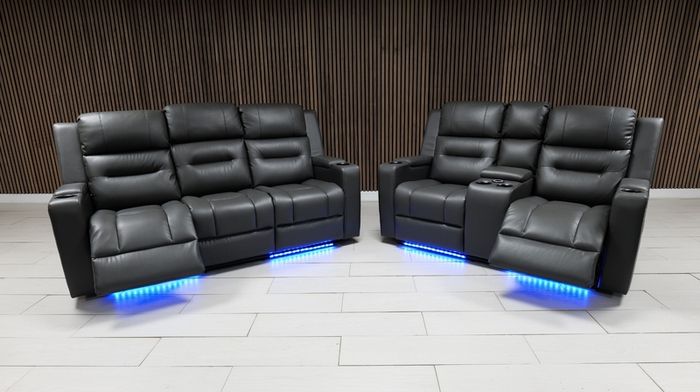Dark Grey Titan Plus Electric Leather Recliner Sofa Set