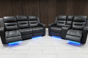 Dark Grey Titan Plus Electric Leather Recliner Sofa Set