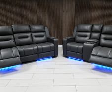 Dark Grey Titan Plus Electric Leather Recliner Sofa Set