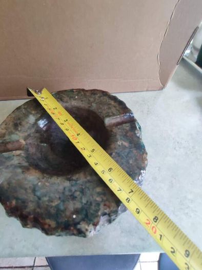 Large solid stone ashtray. Heavy! Weighs over 4 lbs