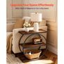 End Table, 3-Tier Narrow Side Table with Open Storage Shelves, Modern Nightstand Bedside Desk with Round Metal Frame, Wood Sofa Coffee Desk for Living Room, Bedroom, Office, Rustic Brown Image 2