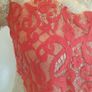 Ladies Lace Effect Top Blouse By Porcelain Beige & Red Measurements In Listing Image 2