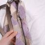FredsBruder Lilac Purple Taupe Woven Patchwork Shearling Grain Leather Crossbody Bag Image 6