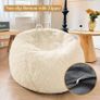 Fluffy Stuffed Animal Storage Bean Bag Chair Cover(No Filler), Faux Fur Washable Ultra Soft Bean Bag Cover for Plush Toys or Textile,Plush Shaggy Large Beanbag for Adults Kids Teens, Beige Image 6