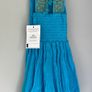 Boomill Blue dress with gold metallic embroidery & braided straps. Age 2 BNWT Image 2