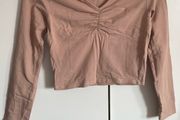 long sleeve beige crop top