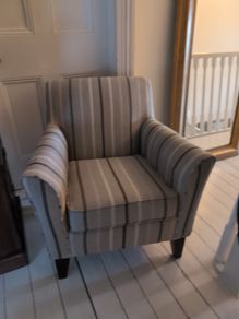 striped armchair