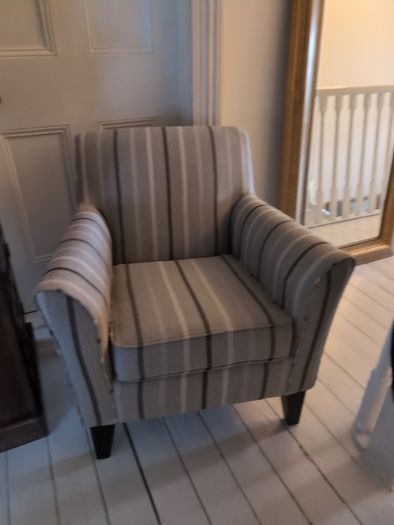 striped armchair