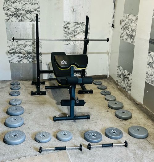 Barbell Dumbbells Weights Rack Bench