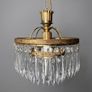 Vintage 1960s French Brass & Crystal Waterfall Chandelier Image 2
