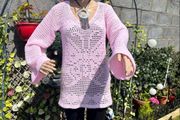 Handmade Crochet Tunic Sweater Soft Pink